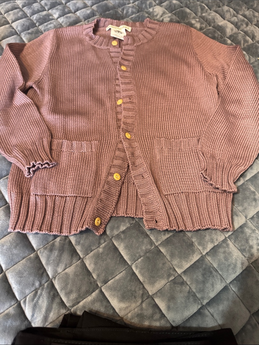 Bu and the Duck Classic Ribbed Button-Front Cardigan Sweater - Dusty plum
